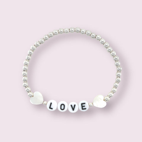 Silver Shell Heart Name Bracelet