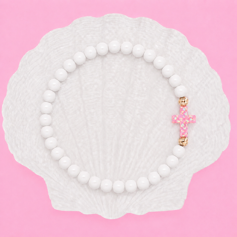 White (Baby Pink Cross)