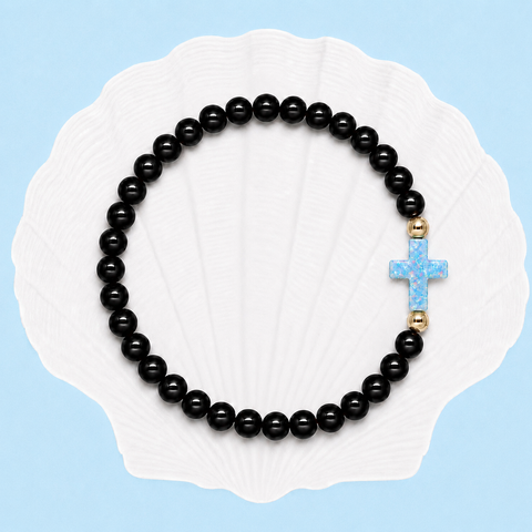 Black (Light Blue Cross)