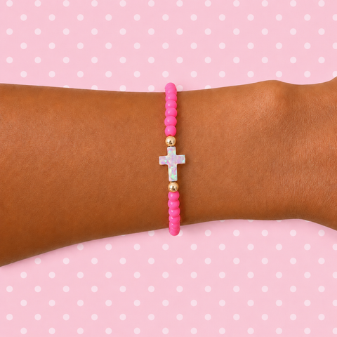 White (Baby Pink Cross)