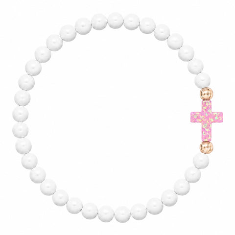 White (Baby Pink Cross)
