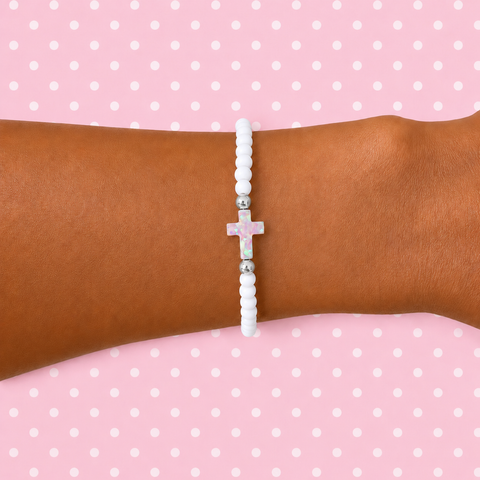 White (Baby Pink Cross)