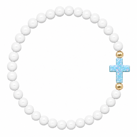 White (Light Blue Cross)