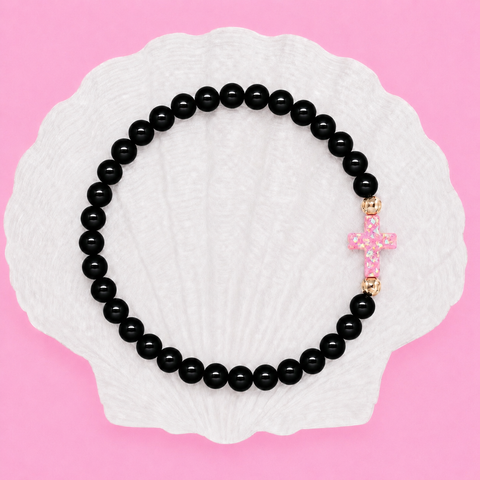 Black (Baby Pink Cross)