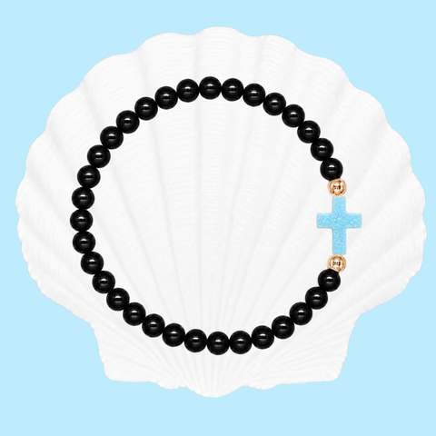 Black (Light Blue Cross)