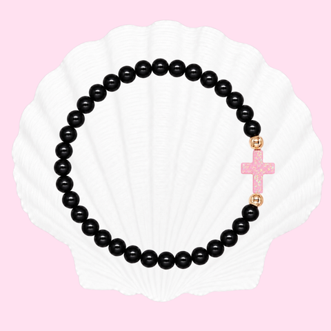 Black (Baby Pink Cross)