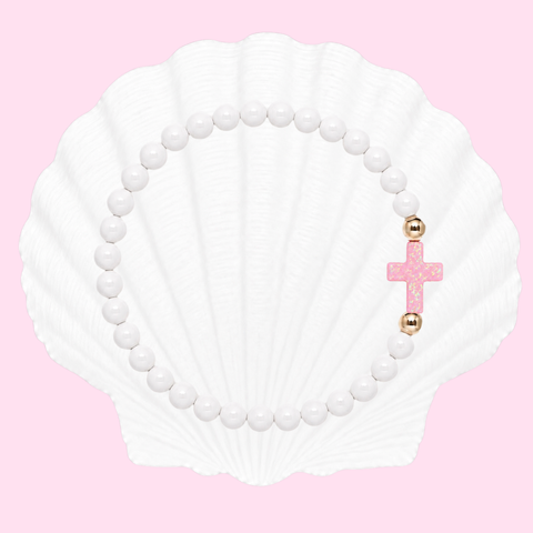 White (Baby Pink Cross)